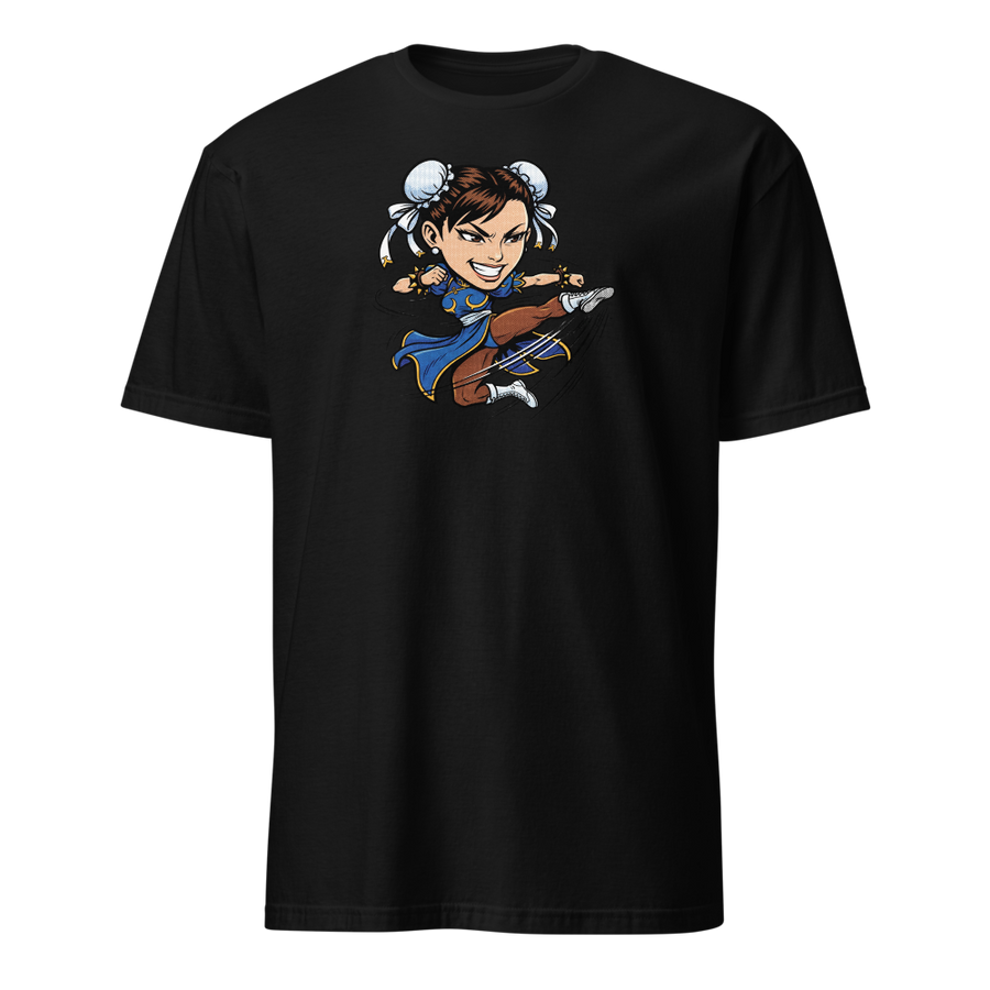 Arcade Fighter Spinning Kick Halftone Pop Art Tee