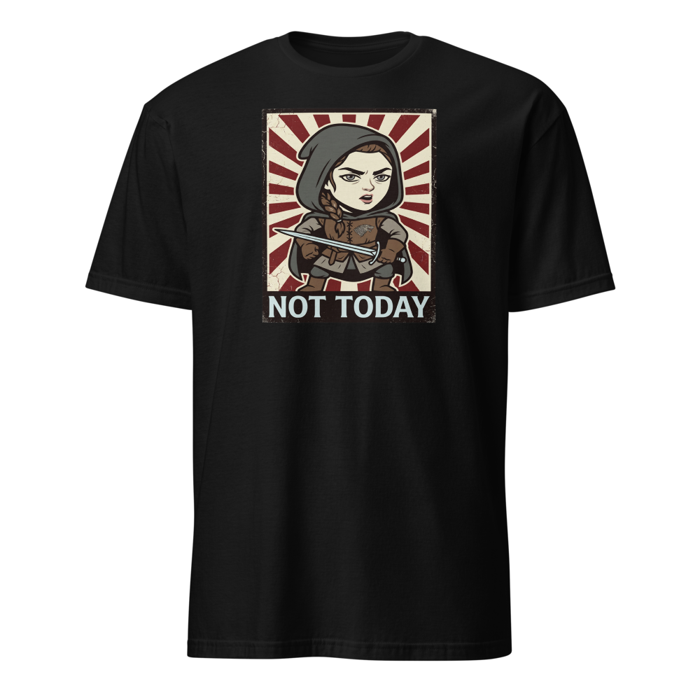 Not Today Hooded Assassin Propaganda Tee — black front view