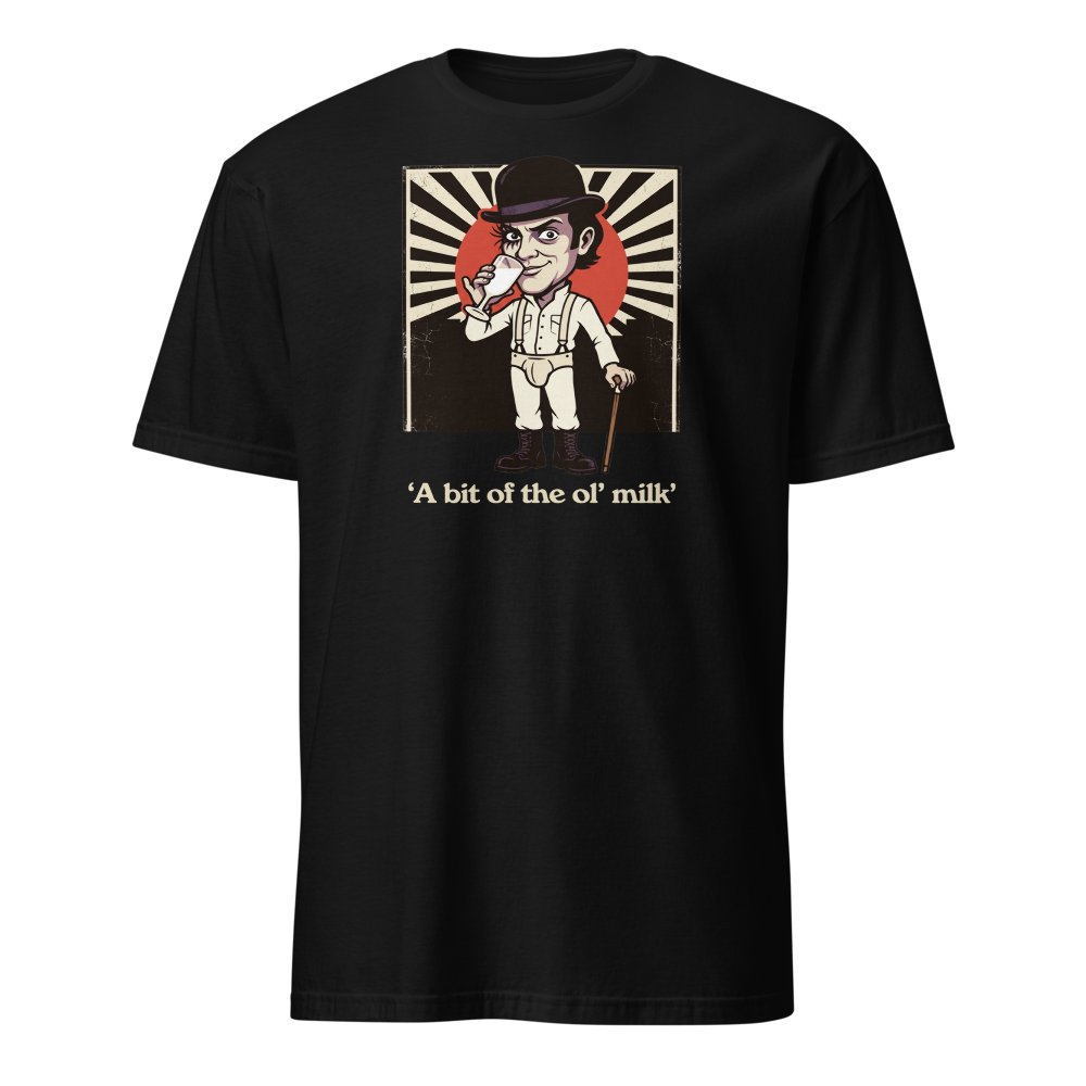 Milk Bar Droog Propaganda Screenprint Tee — black front view