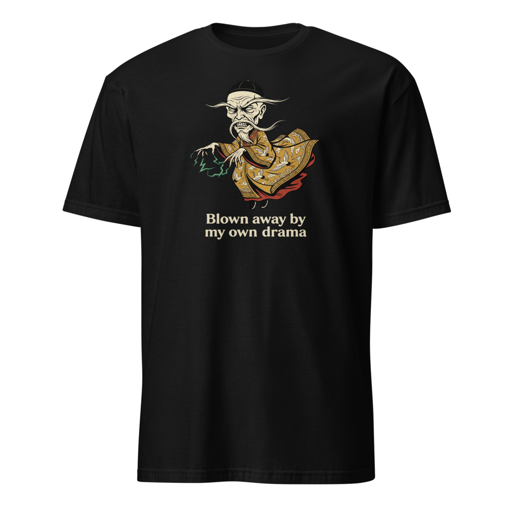 Ancient Sorcerer Vintage Travel Poster Tee — black front view