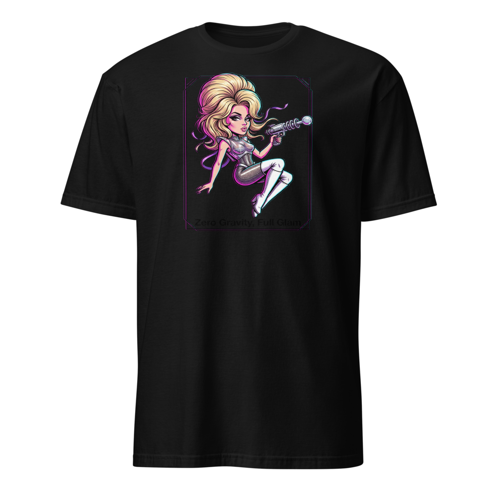 Zero Gravity Full Glam Space Siren Sci-Fi Tee — black front view