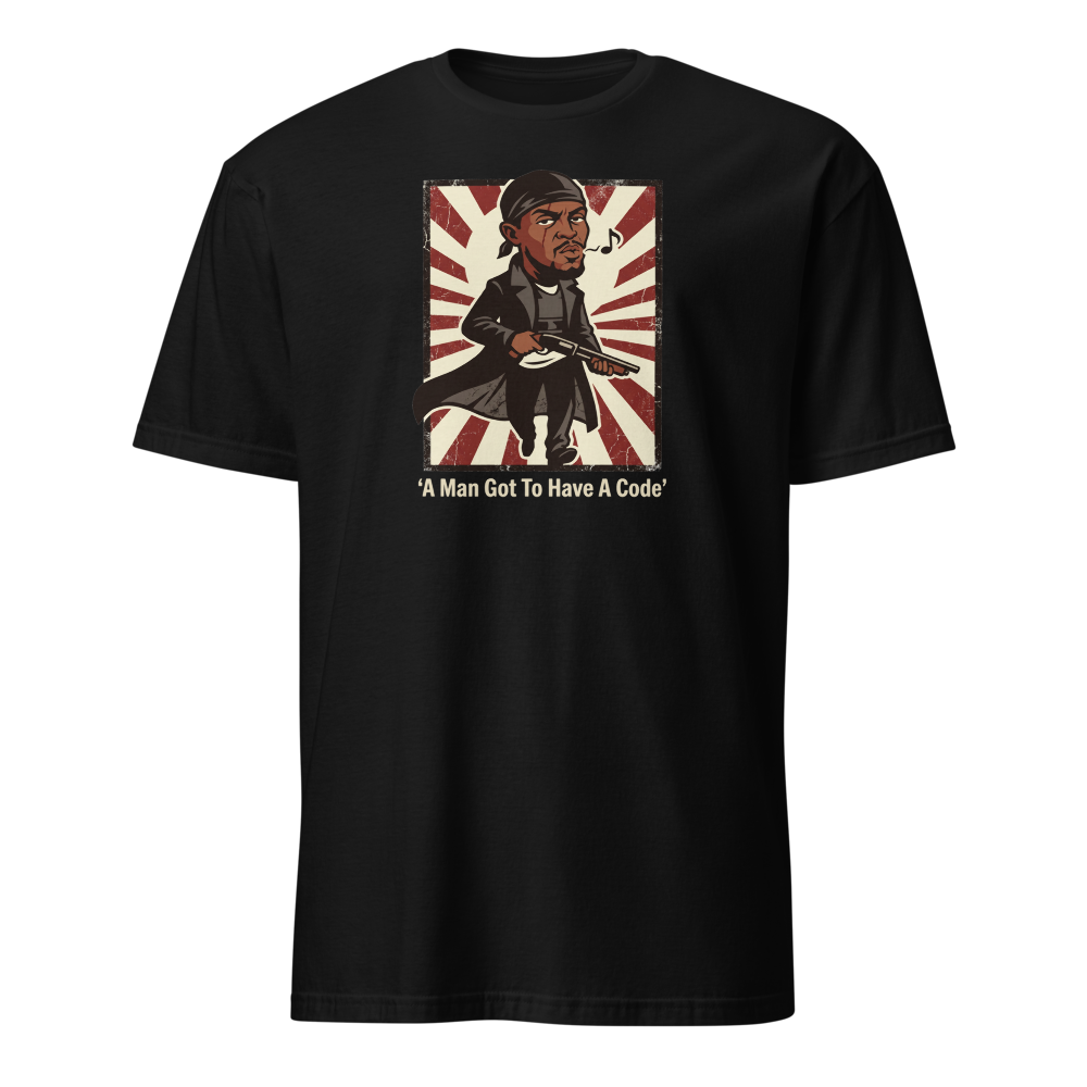 Whistling Stick-Up Man Code Propaganda Tee — black front view