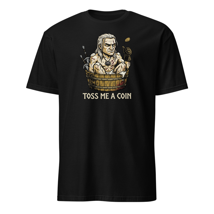 Grumpy Monster Hunter Bathtub Coin Toss Woodcut Tee
