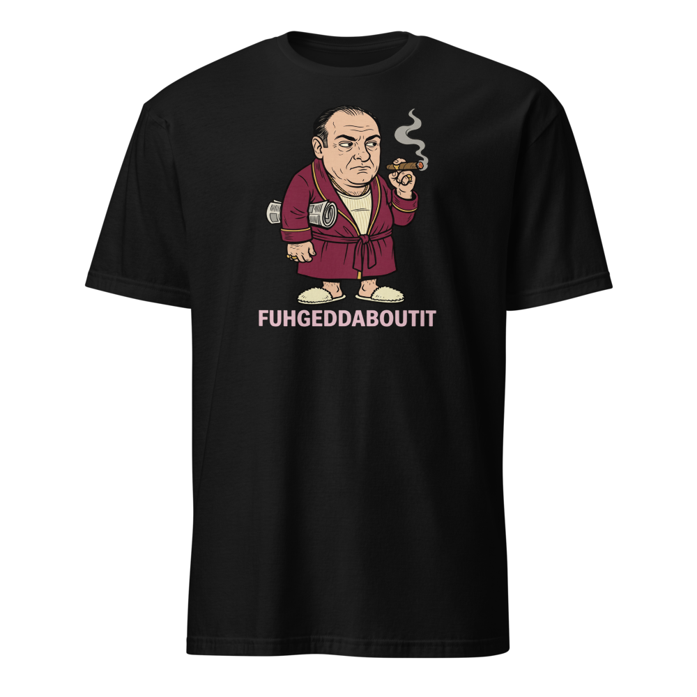 Bathrobe Mob Boss Morning Newspaper Cigar Tee — black front view