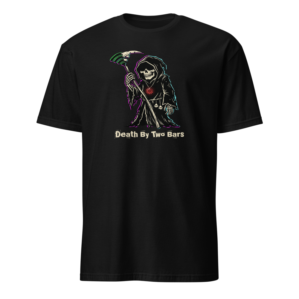 Death By Two Bars Wi-Fi Reaper Punk Gamer Tee — black front view