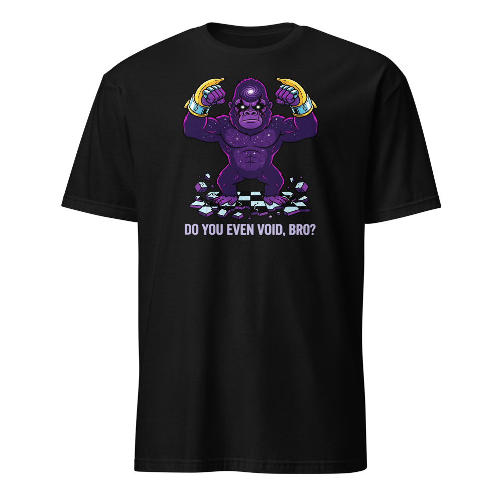 Cosmic Gorilla Boss Halftone Pop Art Tee — black front view