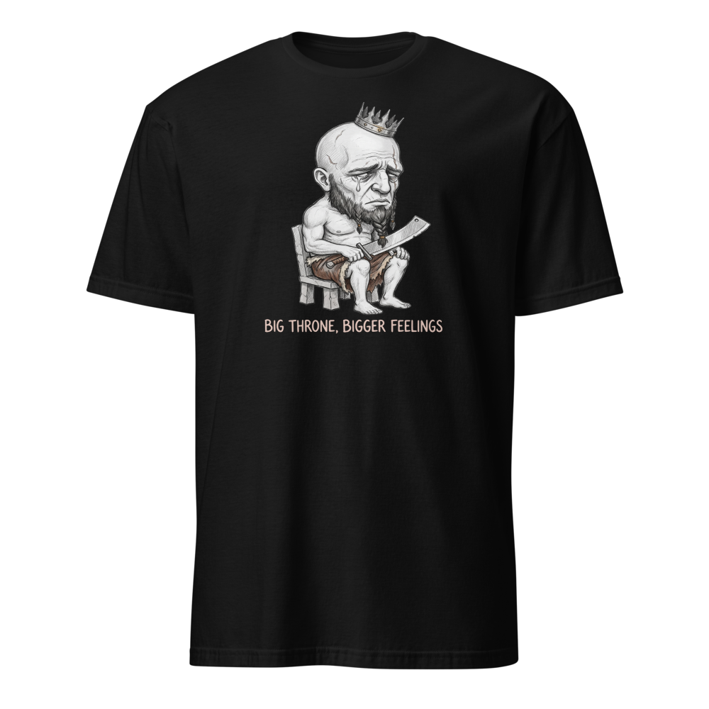 Sad Giant King Tiny Throne Sketch Tee — black front view