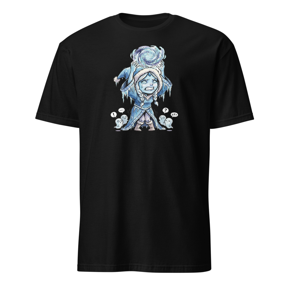 Shivering Ice Mage Solo Ult MOBA Watercolor Tee — black front view