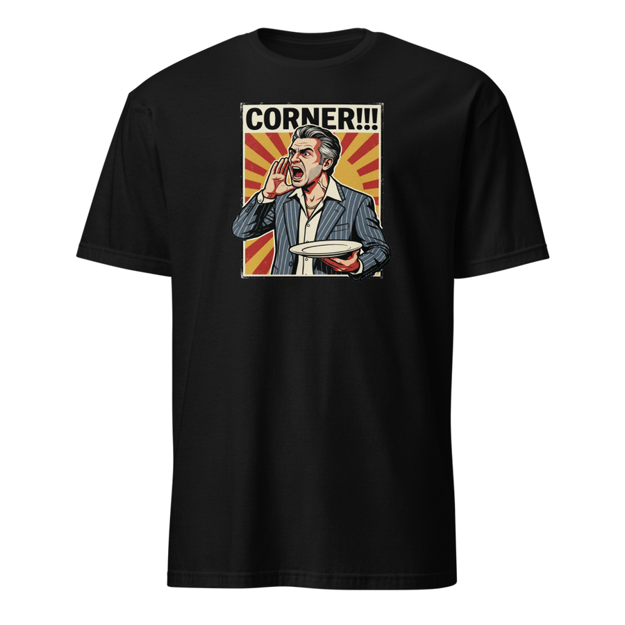 Corner Screaming Waiter Propaganda Fine Dining Tee