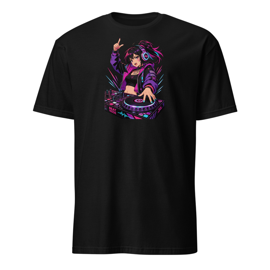 Anime Turntable Girl Synthwave Neon Drop Tee