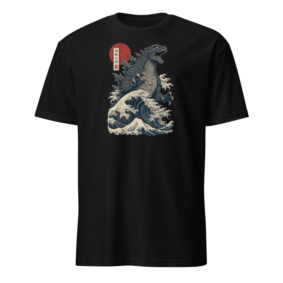 Sea Monster Great Wave Woodblock Print Tee