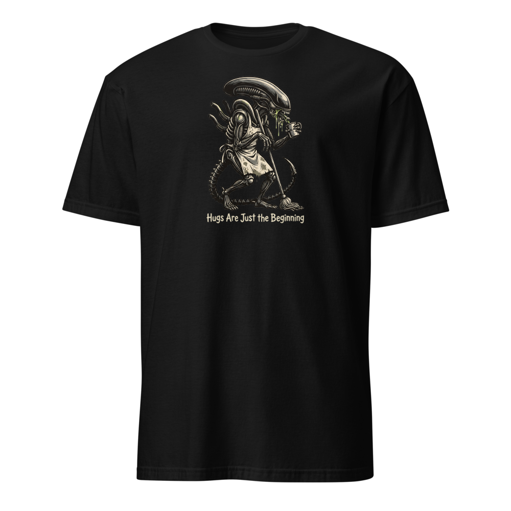 Night Shift Janitor Space Monster Coffee Break Tee — black front view