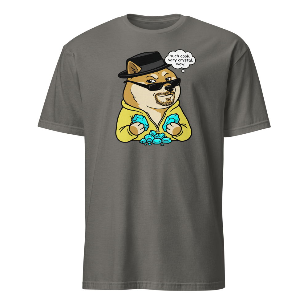Such Cook Very Crystal Desert Cook Meme Parody Tee — Men's Basic Tee — charcoal front view