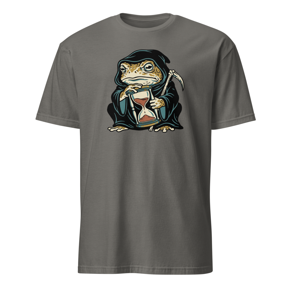 Hooded Toad Reaper Hourglass Macabre Tee — Men's Basic Tee — charcoal front view