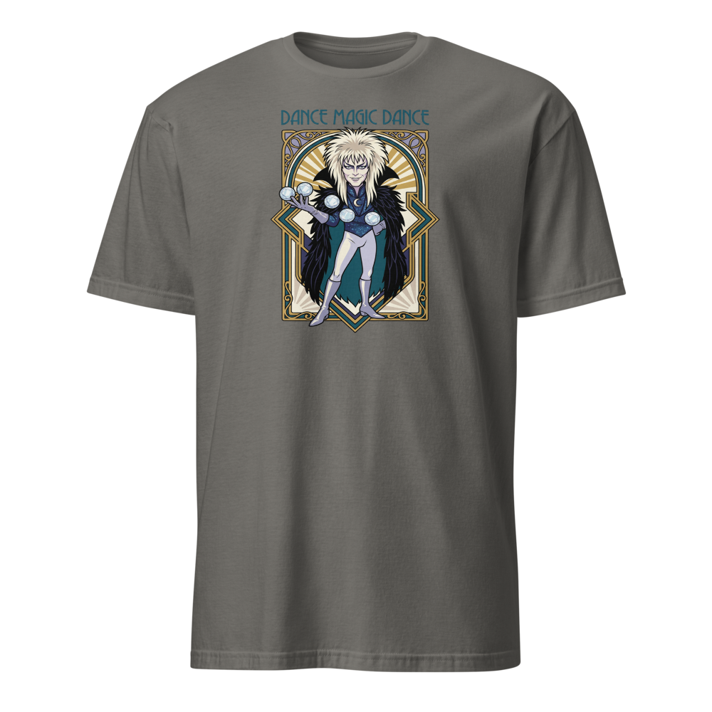 Glam Rock Goblin Wizard Crystal Ball Deco Tee — charcoal front view