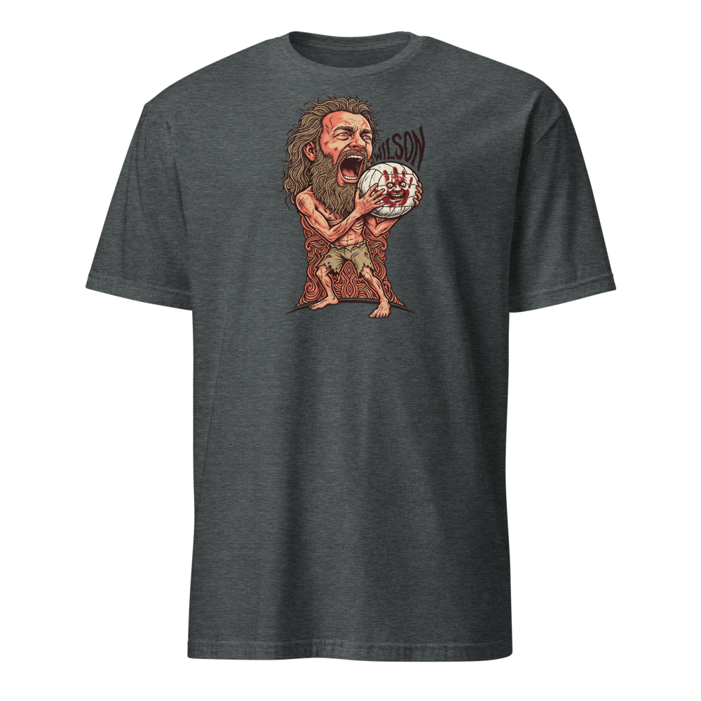 Stranded Castaway Volleyball Scream Gig Poster Tee — Men's Basic Tee — dark heather front view