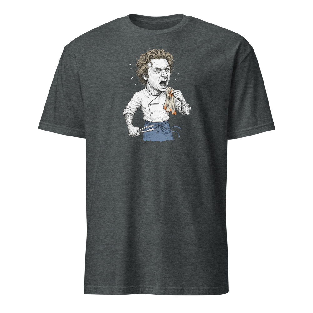 Yes Chef Kitchen Meltdown Pencil Sketch Tee — dark heather front view