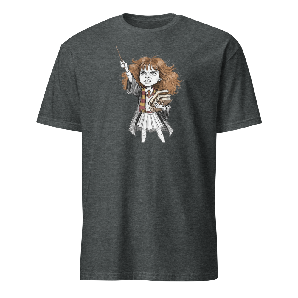 Eager Wizard School Top Student Pencil Sketch Tee — dark heather front view
