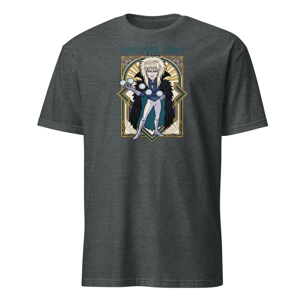 Glam Rock Goblin Wizard Crystal Ball Deco Tee — Men's Basic Tee — dark heather front view