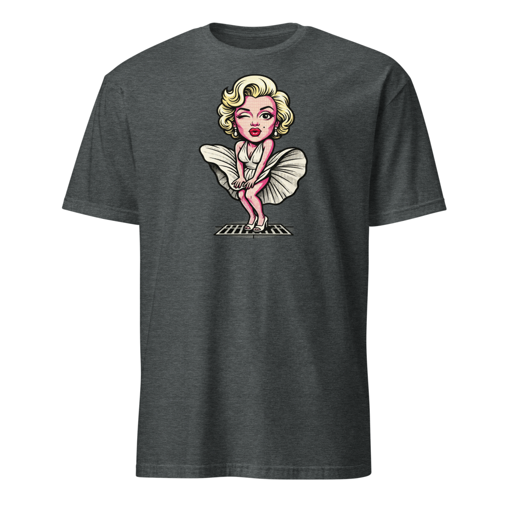 Bombshell Blonde Subway Breeze Pop Art Tee — dark heather front view