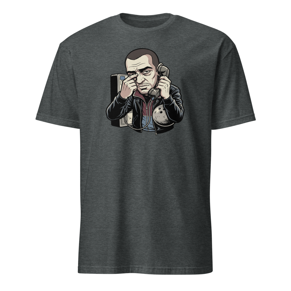 Eastern European Antihero Bowling Payphone Tee — dark heather front view