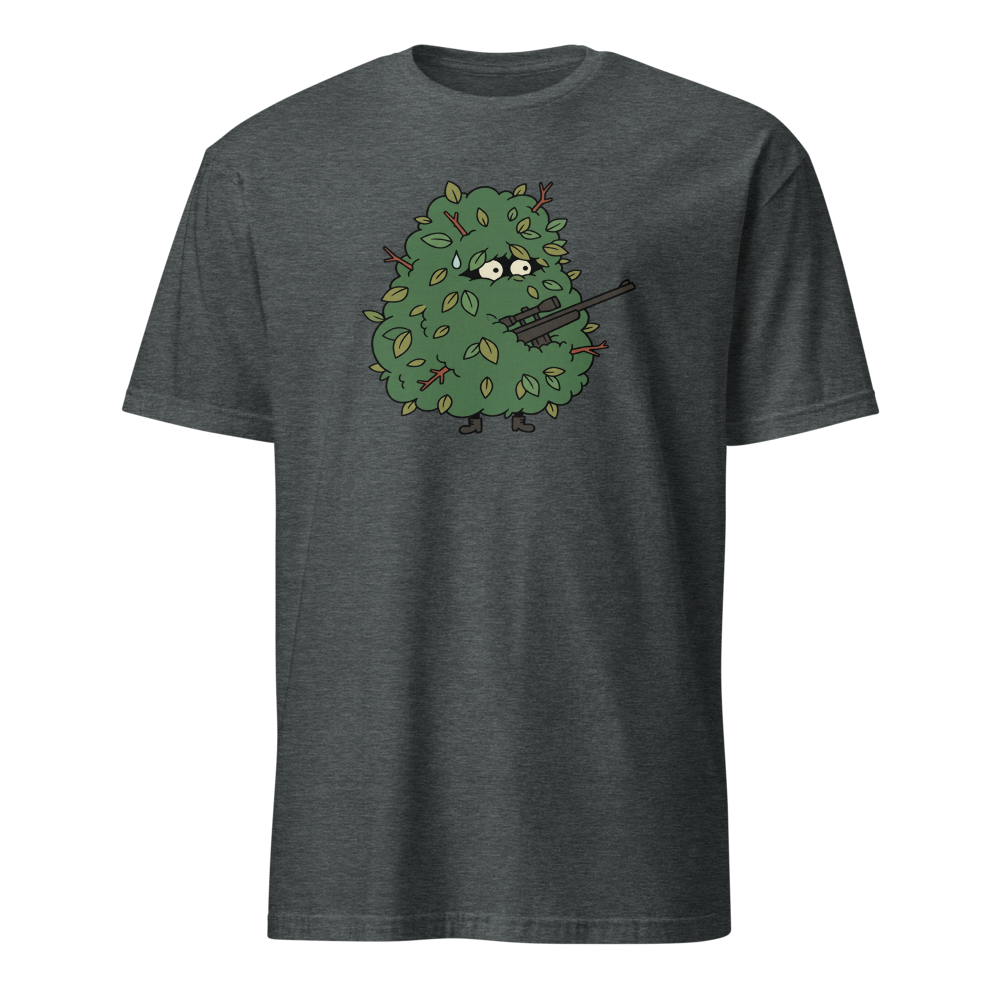 Bush Camper Sniper Battle Royale Gamer Tee — dark heather front view