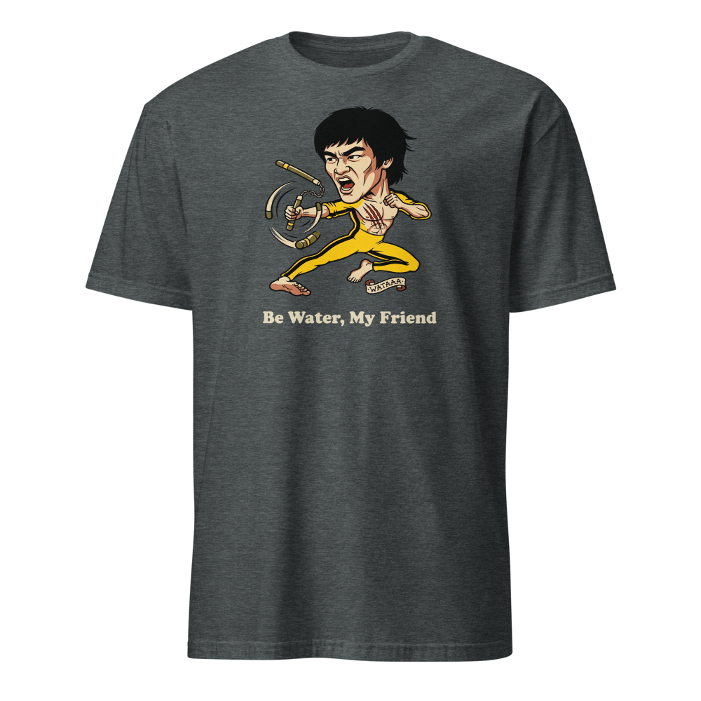Flying Kick Kung Fu Master Tattoo Flash Tee — dark heather front view