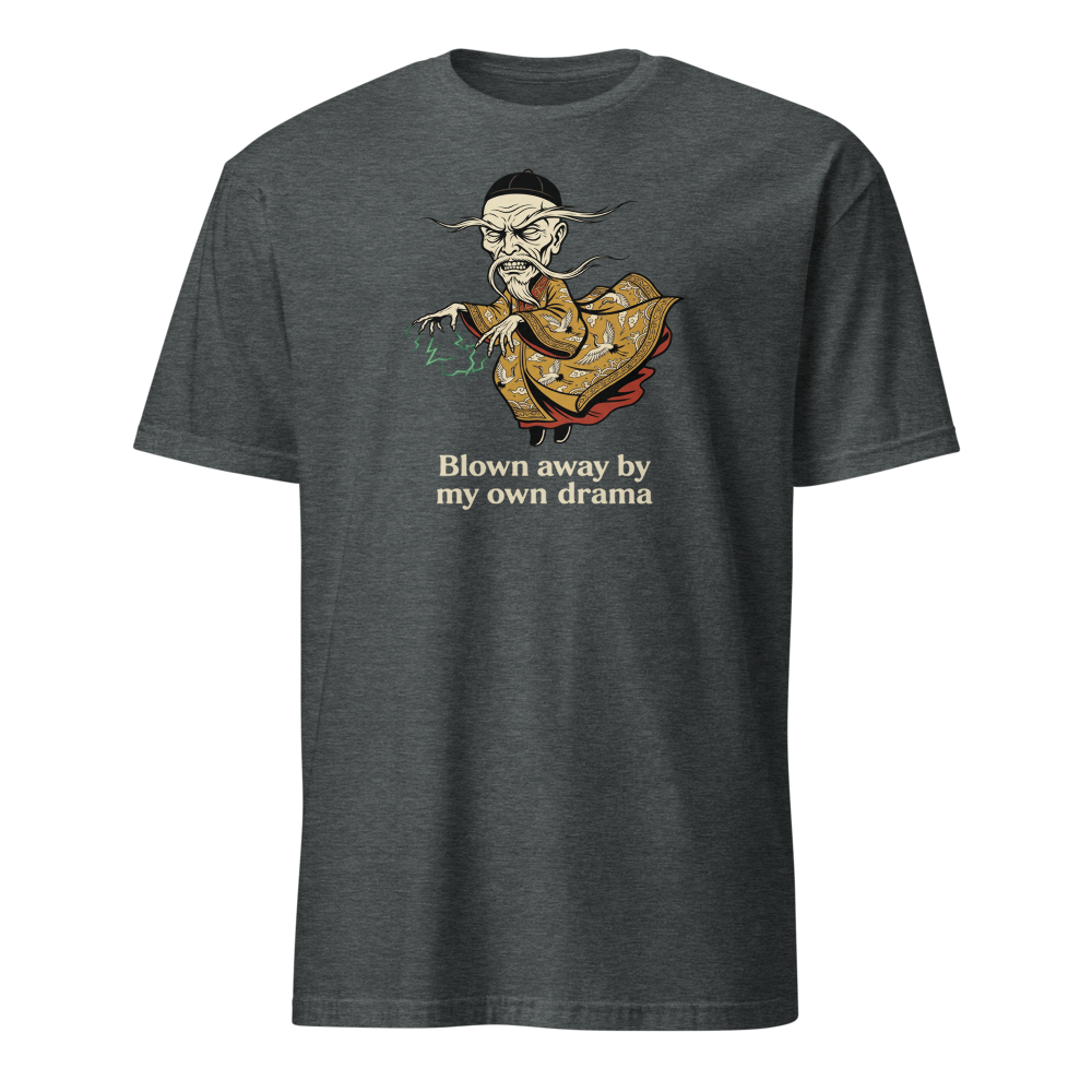 Ancient Sorcerer Vintage Travel Poster Tee — dark heather front view