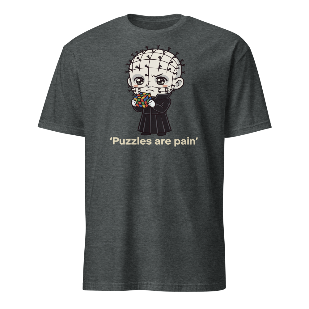 Chibi Puzzle Demon Cute Horror Parody Tee — dark heather front view