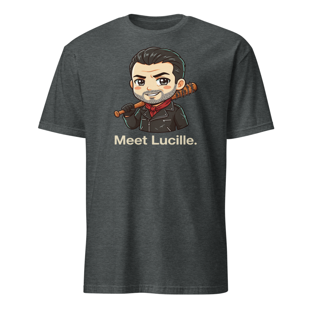 Chibi Apocalypse Villain Barbed Bat Tee — dark heather front view