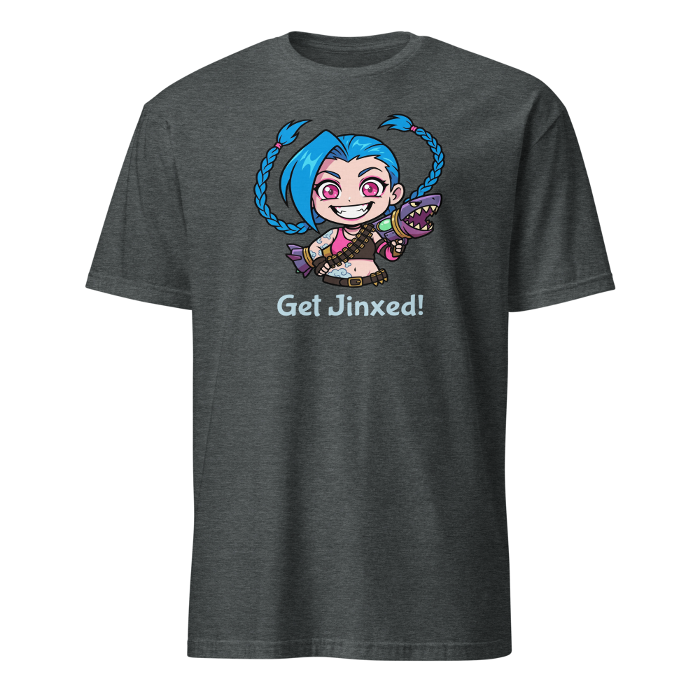 Chibi Gremlin Girl Rocket Launcher Anime Tee — dark heather front view