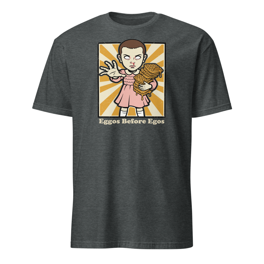 Psychic Waffle Kid Propaganda Screenprint Tee — dark heather front view