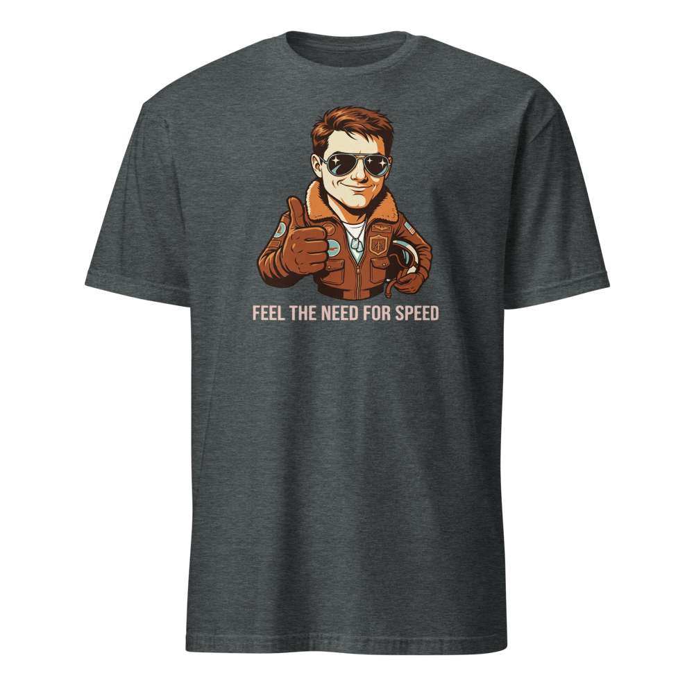 Retro Naval Aviator Need For Speed Travel Poster Tee — dark heather front view