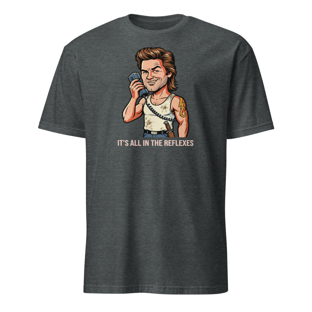 Reflexes Trucker CB Radio Halftone Pop Art Tee — dark heather front view