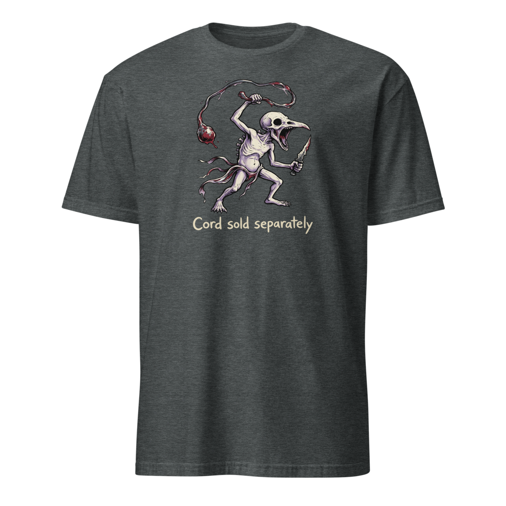 Cord Sold Separately Punk Eldritch Newborn Boss Tee — dark heather front view