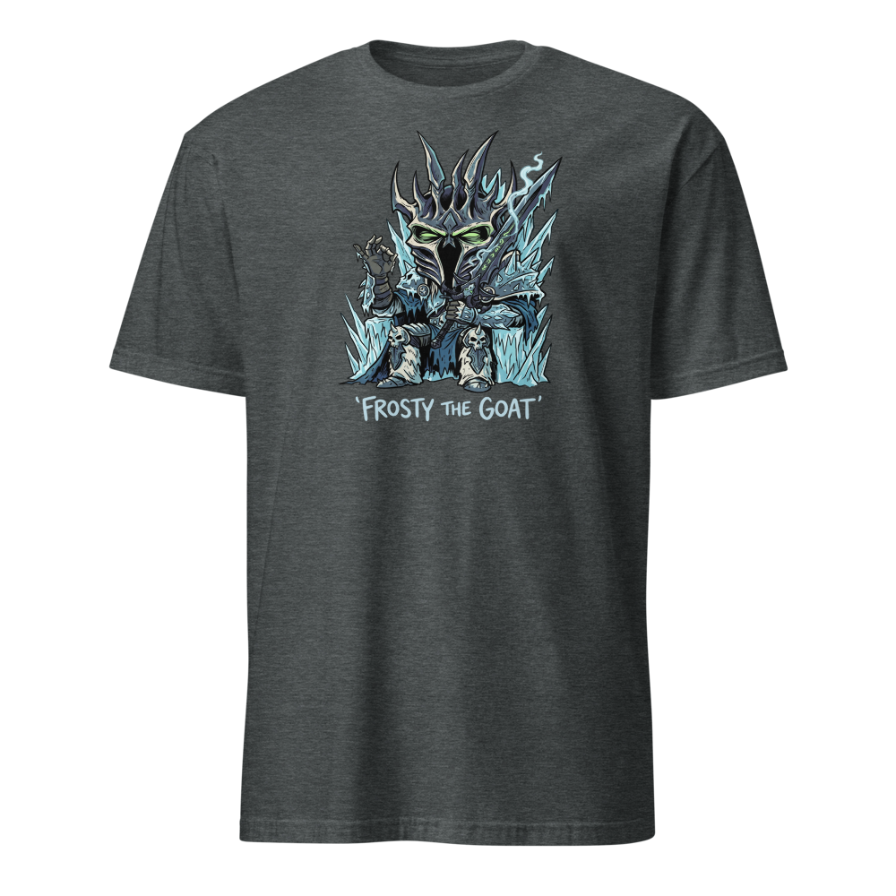 Frosty The Goat Frozen Throne Tea Time Tee — dark heather front view