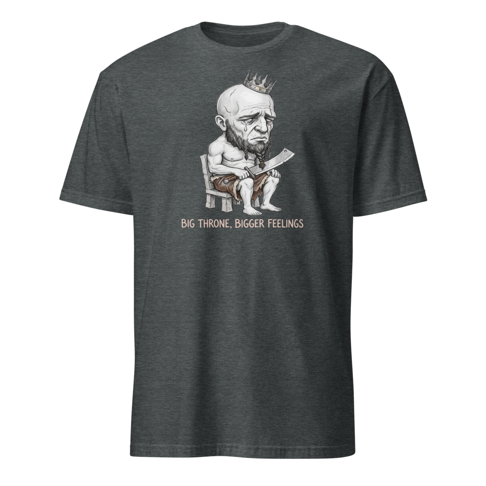 Sad Giant King Tiny Throne Sketch Tee — dark heather front view