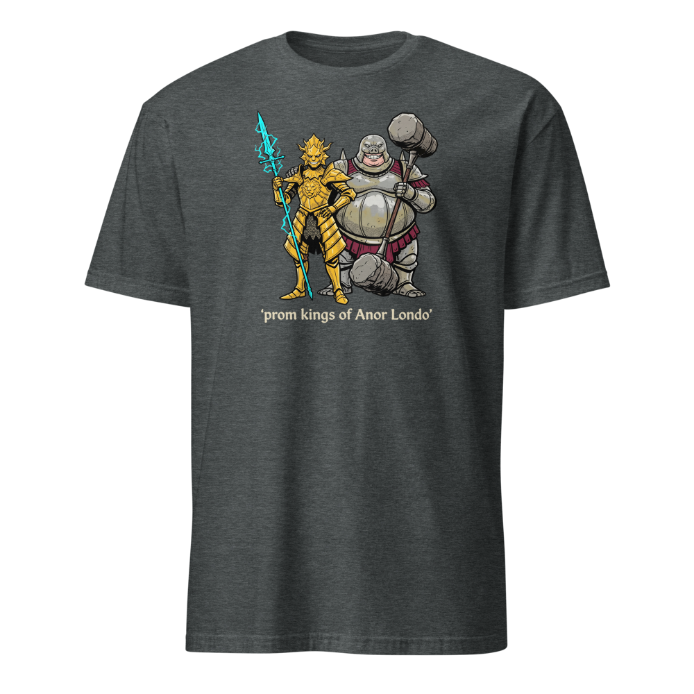 Prom Kings of the Cathedral Boss Duo Tee — dark heather front view