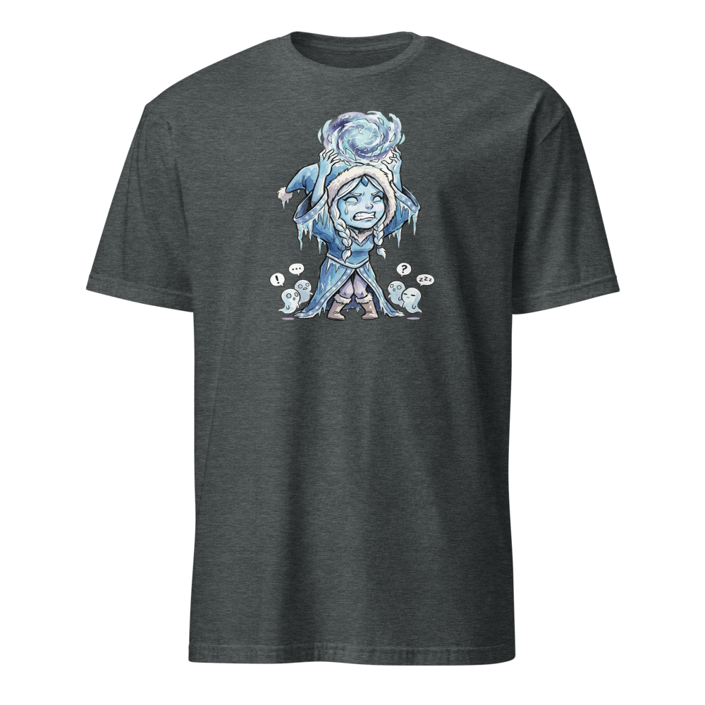 Shivering Ice Mage Solo Ult MOBA Watercolor Tee — dark heather front view