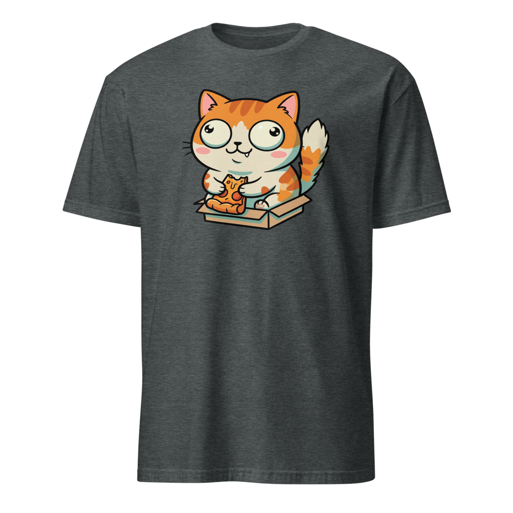 Chibi Pizza Cat Cardboard Box Zoomies Kawaii Tee — Classic Tee — dark heather front view