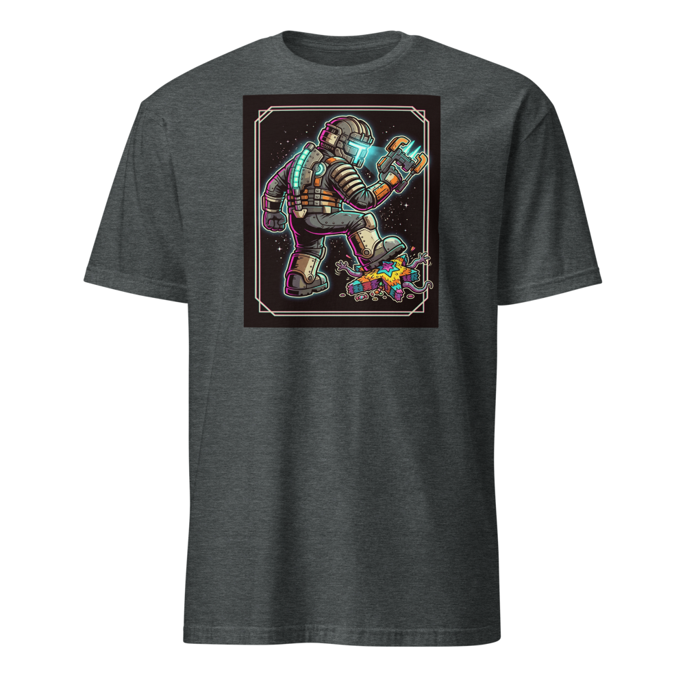 Haunted Space Engineer Piñata Stomp Neon Noir Tee — Classic Tee — dark heather front view
