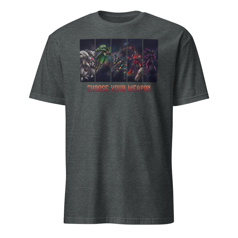 Choose Your Weapon Retro RPG Boss Roster Tee — dark heather front view