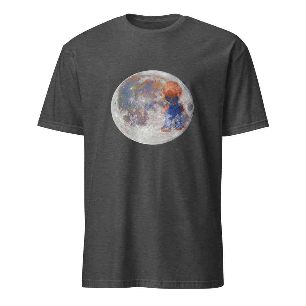 Lunar Plumber Hero Astrophotography Tee — Men's Basic Tee — dark heather grey front view