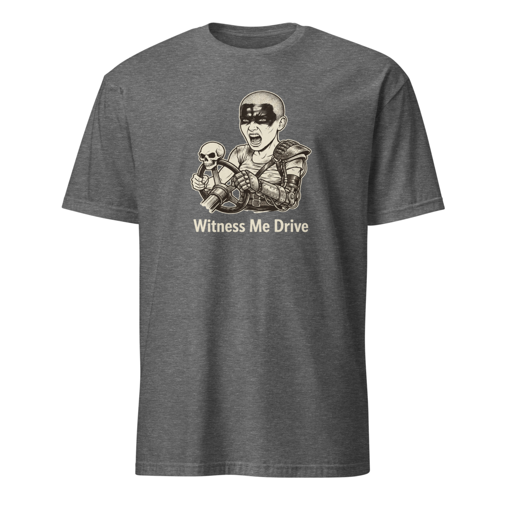 Wasteland War-Rig Driver Witness Me Drive Punk Tee — graphite heather front view
