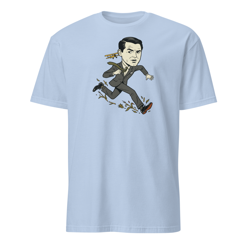 Dapper Fugitive Crop Duster Chase Vintage Movie Tee — light blue front view