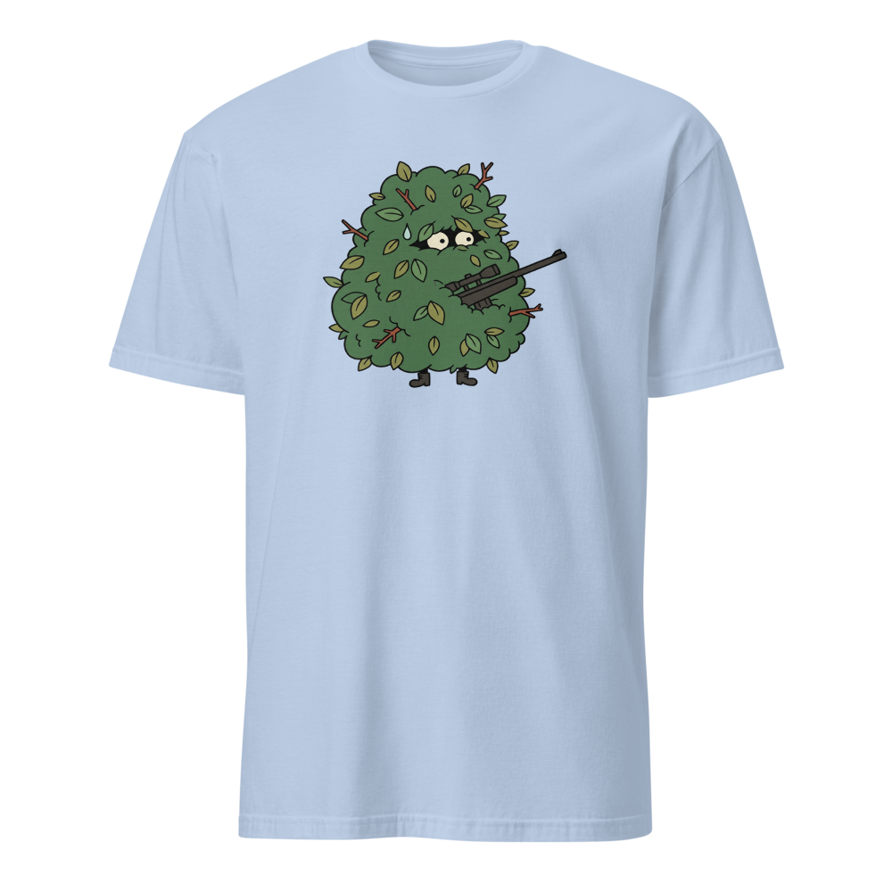 Bush Camper Sniper Battle Royale Gamer Tee — light blue front view