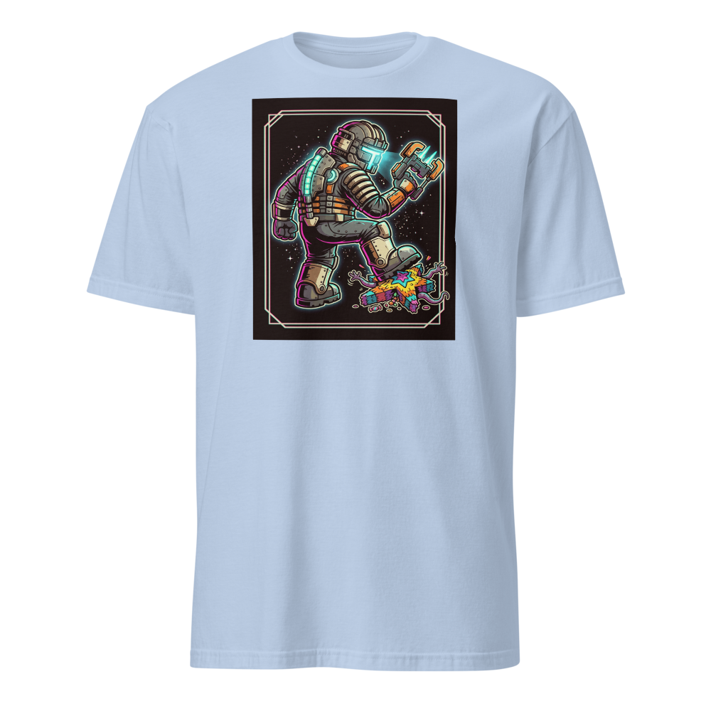 Haunted Space Engineer Piñata Stomp Neon Noir Tee — light blue front view