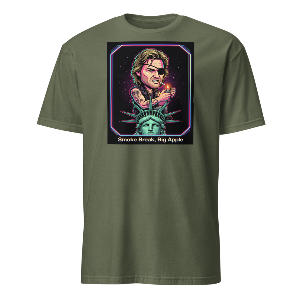 Eyepatch Antihero Smoke Break Big Apple Tee — military green front view