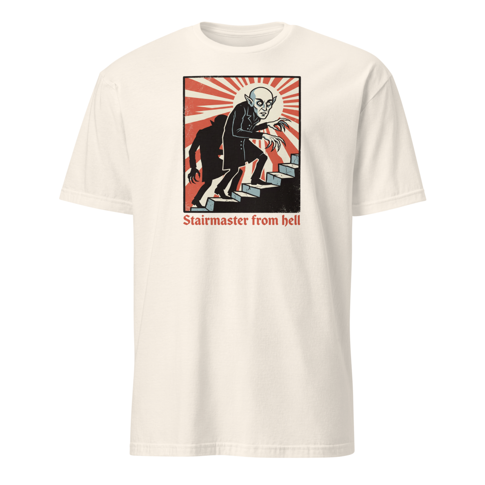 Stairmaster From Hell Vintage Vampire Horror Tee — Men's Basic Tee — natural front view