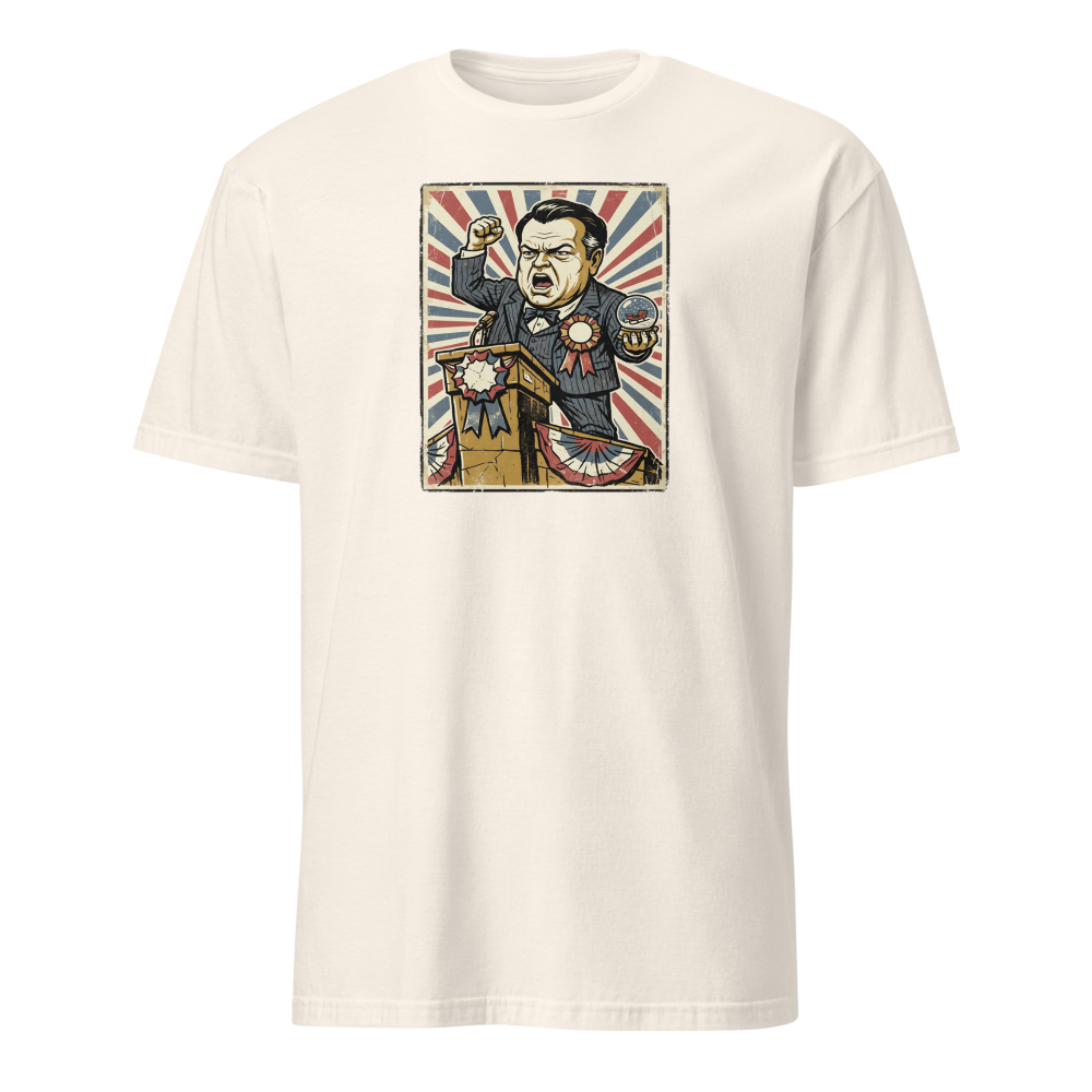 Rosebud Snow Globe Campaign Podium Propaganda Tee — natural front view